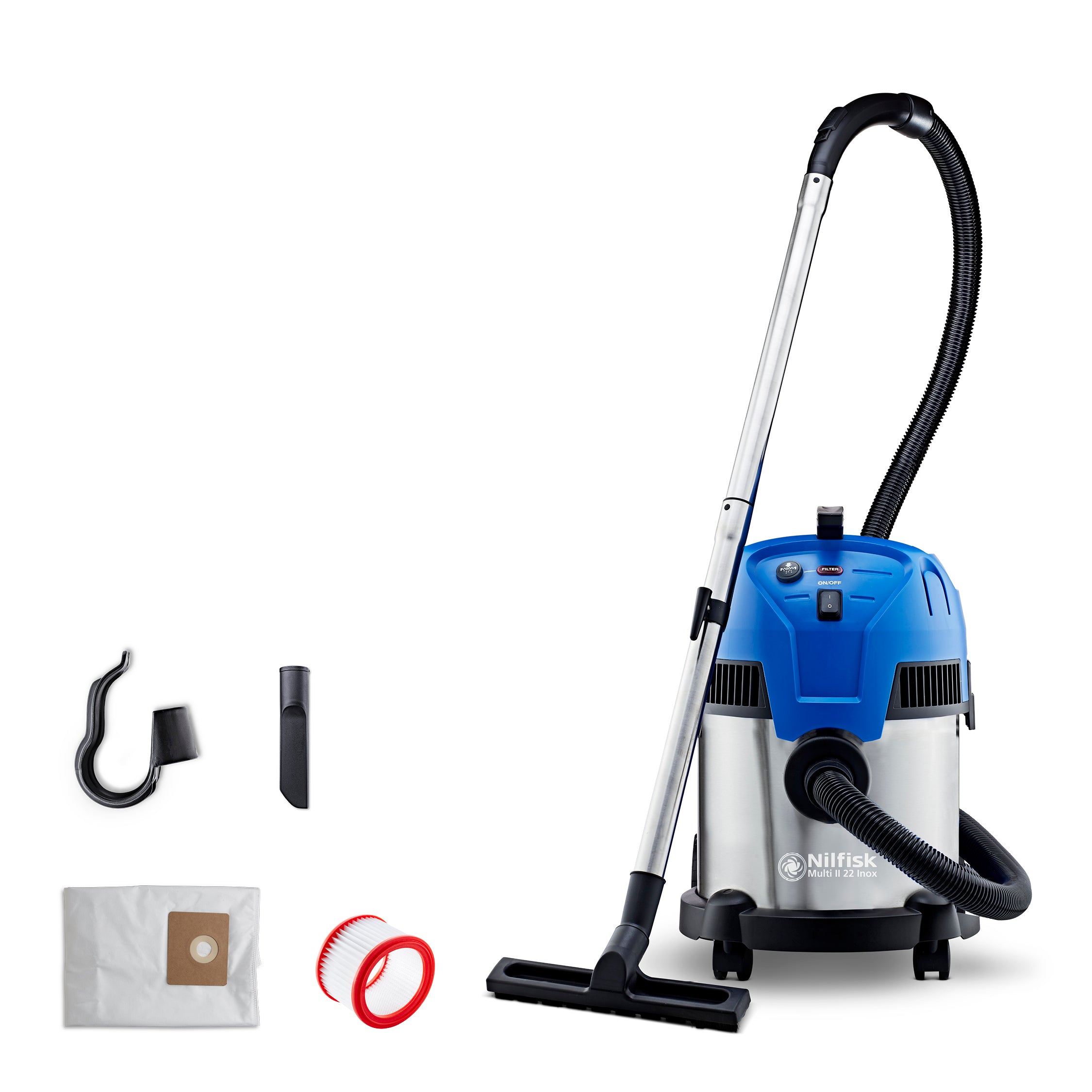 Multi II 22 Inox Aspirateur eau et poussière avec indicateur de nettoyage du filtre, 1200 W