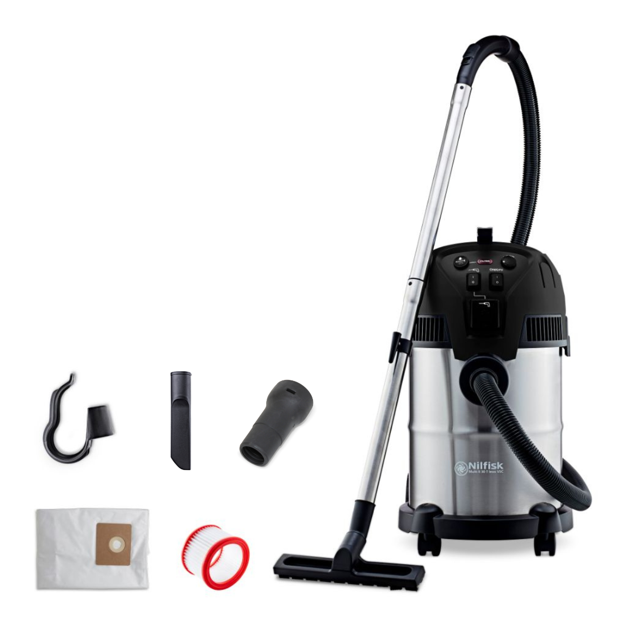 Multi II 30 T Inox Basic VSC Stof-/waterzuiger met vloerzuigmond, 1400 W 