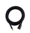 Black high pressure washer hose by UK, coiled on a white background.